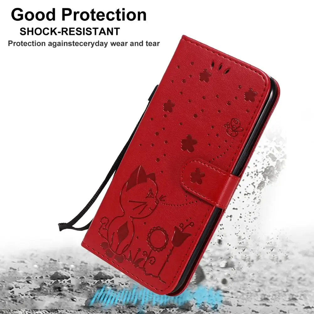 Кожаный чехол с 3D кошкой для Motorola Moto G4 Play G5s G6 G7 G8 Power E4 Plus E5 E6 E7 Bee|Бамперы| |
