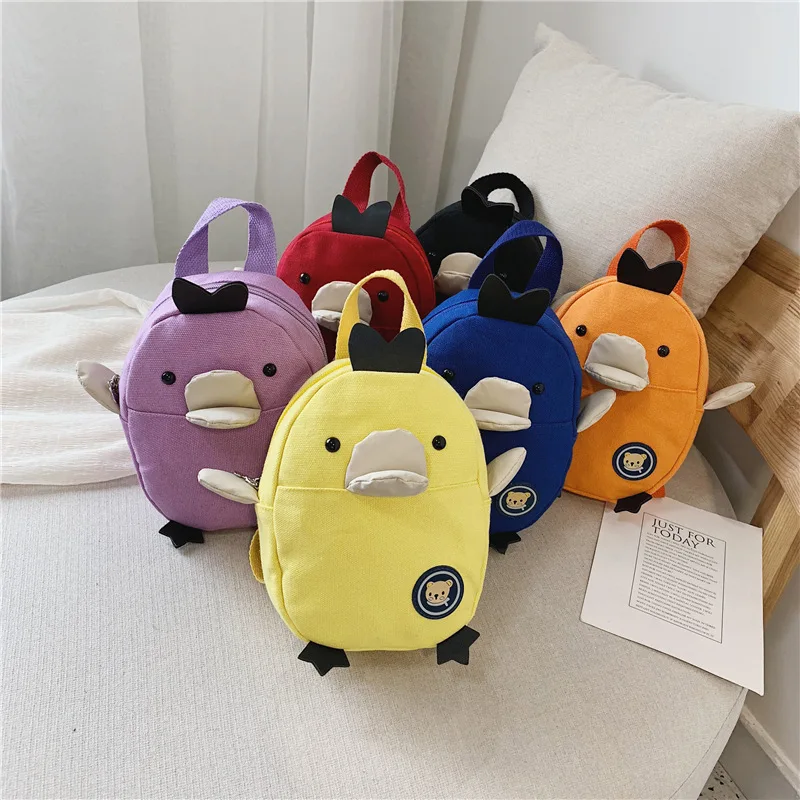 

Children Canvas Backpack New Style Small Yellow Duck Sub-Men And Women Child-Style Backpack Small Book Bag Burst Goods
