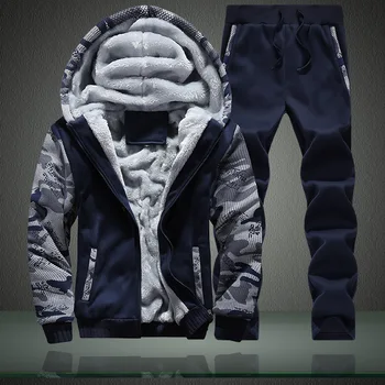

Autumn And Winter Plus Size Thick Brushed Sweat Suit Cardigan Sweatpants Men 2 Piece Set Chandal Hombre Casual Tracksuit Men