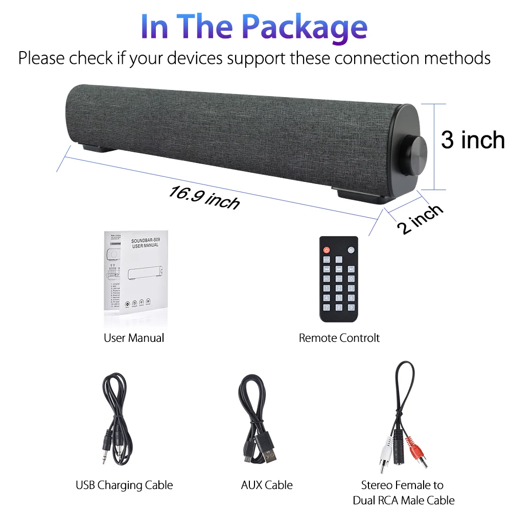 

20W Wireless Bluetooth Soundbar Wired Speaker with Remote Control Home Theater Stereo Sound bar Built-in Subwoofer for TV Phone