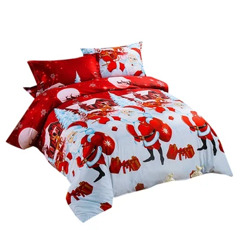 

4Pcs Christmas Bedding Set over 3D Printed Santa Claus and Elk New Year Present Sheets Duvet Cover and Pillowcases