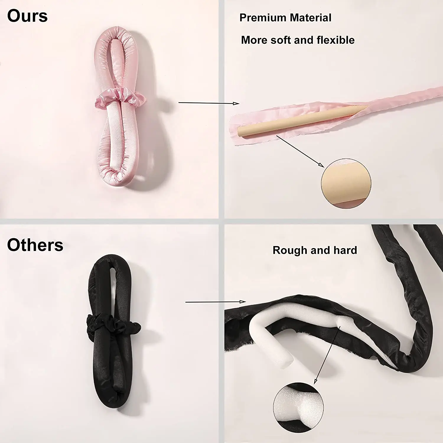 Heatless Curling Rod Headband for Women Long Hair No Heat Hair Rollers Curlers Curls Rods Large Big Soft Foam Curling Ribbon