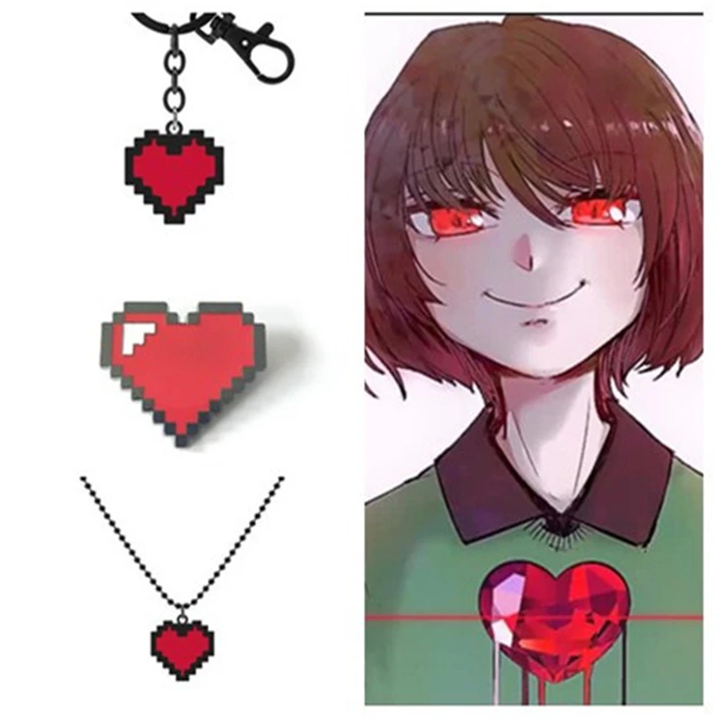 Undertale Cosplay Prince's Determination Heart Shape Necklace Keychain Brooch Badge Game Accessories Metal Anime Character Props sexy halloween costumes for women