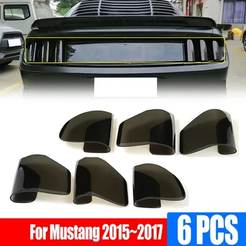 

6Pcs Car Rear Tail Light Lamp Cover Protector Sticker Smoked Auto Tail Light Hood for Ford Mustang 2015-2017
