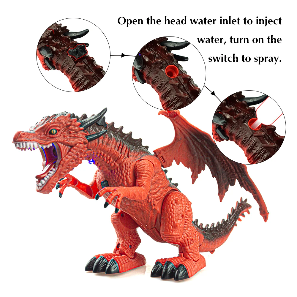 Remote Control Dinosaur Toy with Sounds and Light Spray