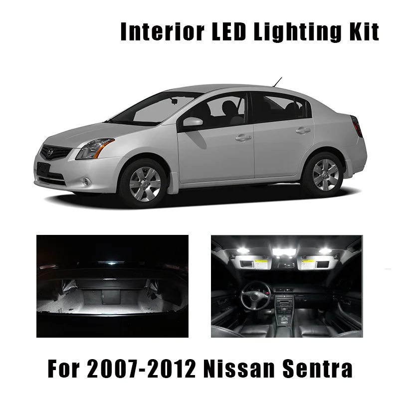 8 Bulbs White Car LED Interior Light Package Kit For 2007-2010 2011 2012 Nissan Sentra Map Dome Ceiling Trunk License Plate Lamp |