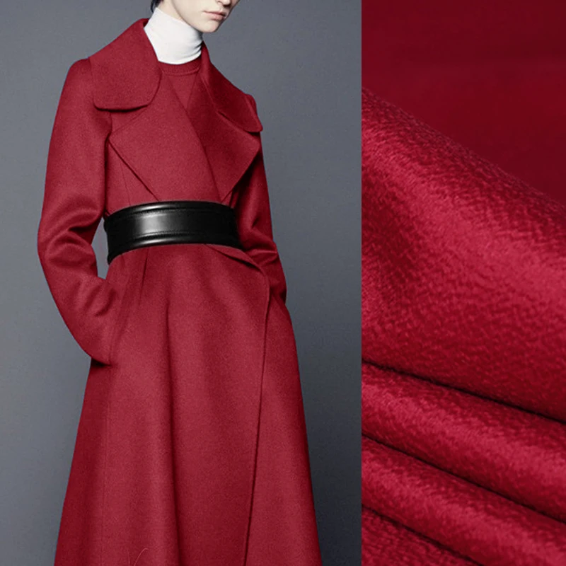 Качественные 155 см шириной 750 г/м вес красный двусторонний волнистый кашемир шерсть осень и зима пальто ткань E1147