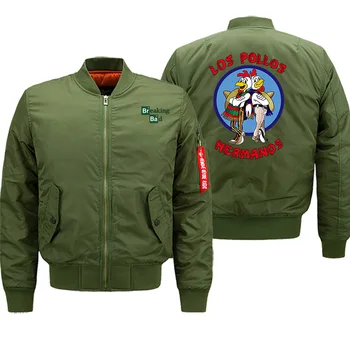 

LOS POLLOS Hermanos Mens Military Bomber Jacket Breaking Bad Male Outwear 2019 Winter Casual High Quality Warm Zip Coat Men 8XL