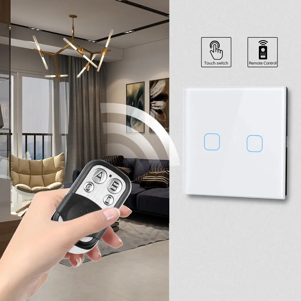 220V Touch Switch Crystal Glass Recessed Sensor Wall Switch Waterproof 1 2 3 Gang 1 Way EU/UK Standard light Lamp Switch