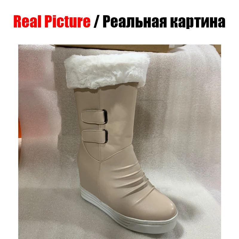 DORATASIA/Новые модные зимние женские ботинки, ботинки с искусственным мехом, женские ботинки, увеличивающие рост, женские ботинки на танкетке, женская обувь, размер 33-43