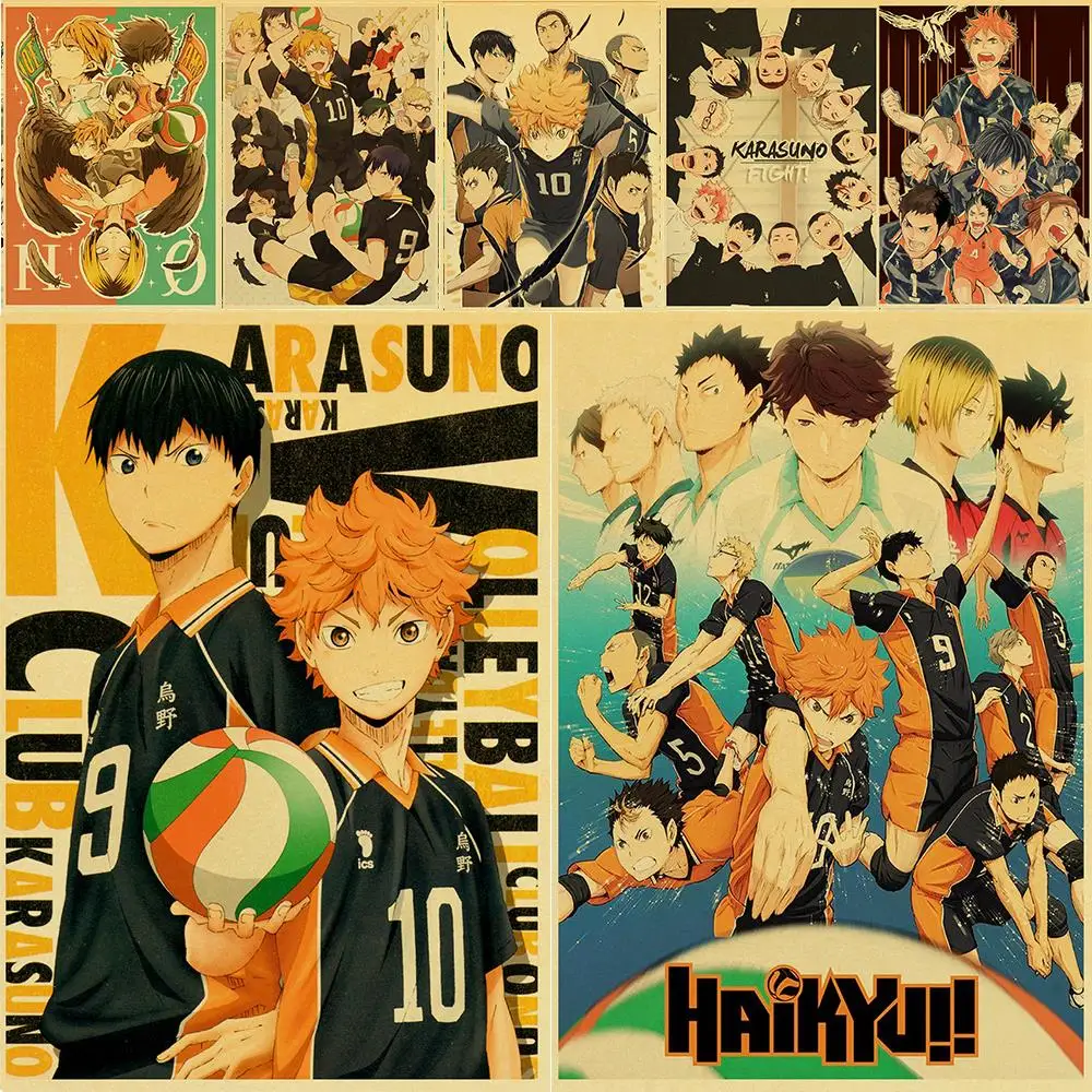 Vintage Japanese Anime Haikyuu!! Retro Poster Vintage Cool Style Kraft Paper Wall Painting For Home /Room/Bar Decor