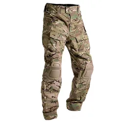 Calça multicamadas militar tática com joelheira, calça de caminhadas, estilo exército, camuflada, para combate, paintball, cargo