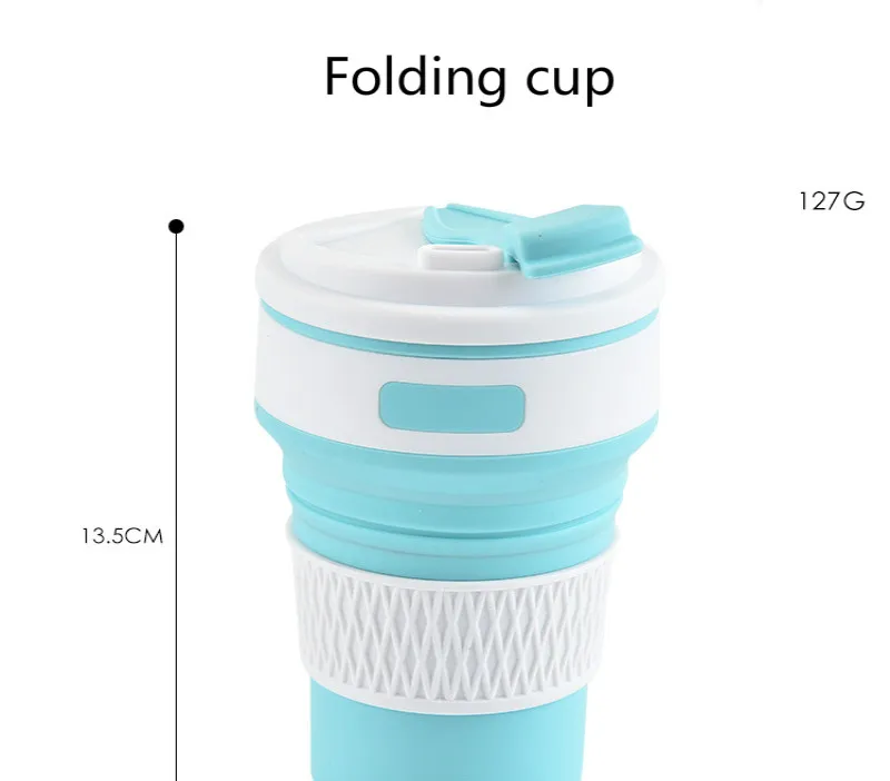 2pc/set Silicone Folding Cup Portable Travel Telescopic Mug with Straw Mug Gift Coffee Cup Outdoor Folding Cup Folding Juice Cup