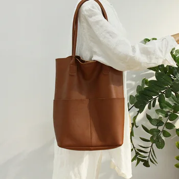 

Women Genuine Real Leather Shoulder Bag Super Soft Shopping Bag Female Totes Handbag Brand Designer Top Quality Cowhide Book Bag