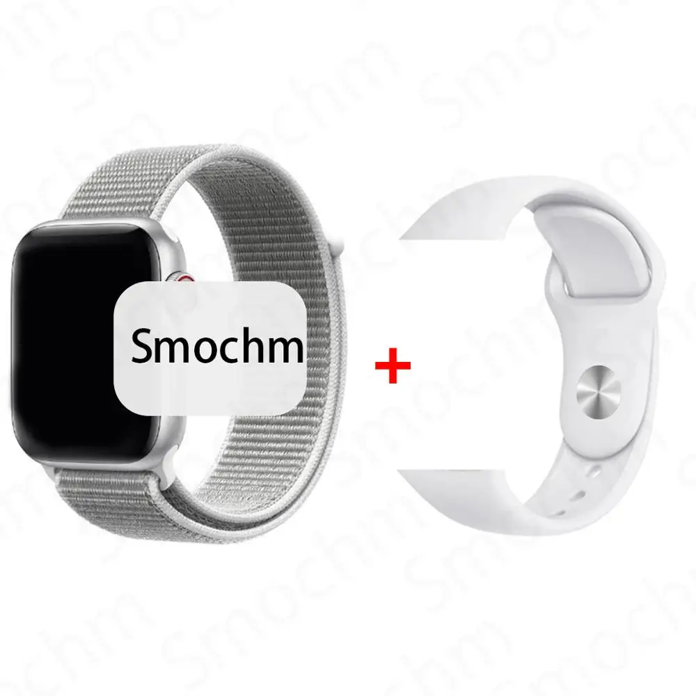 Smochm водонепроницаемый IWO 12 Смарт-часы 5 серии Bluetooth 44 40 мм 1:1 MTK2502 Smartwatch телефон IWO12 для Apple iOS iPhone Android - Цвет: Silver Nylon White