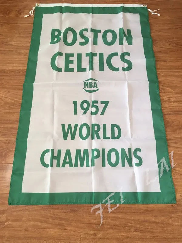 3ft x 5ft 3 x5ft самого ценного игрока NBA из команды Boston Celtics Винтаж возврат 1957 чемпионы NBA баннер с принтов в виде флажков баннер, флаг из полиэстера Размеры 150x90 см