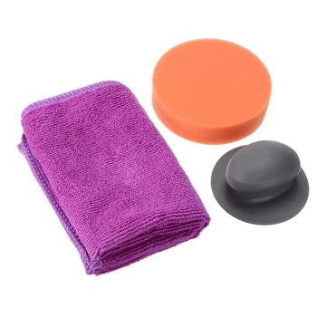 

Mayitr 2pcs Auto Car Cleaning Tool Waxing Sponge Round Waxing Hand Polishing Towel Full Set Accessories