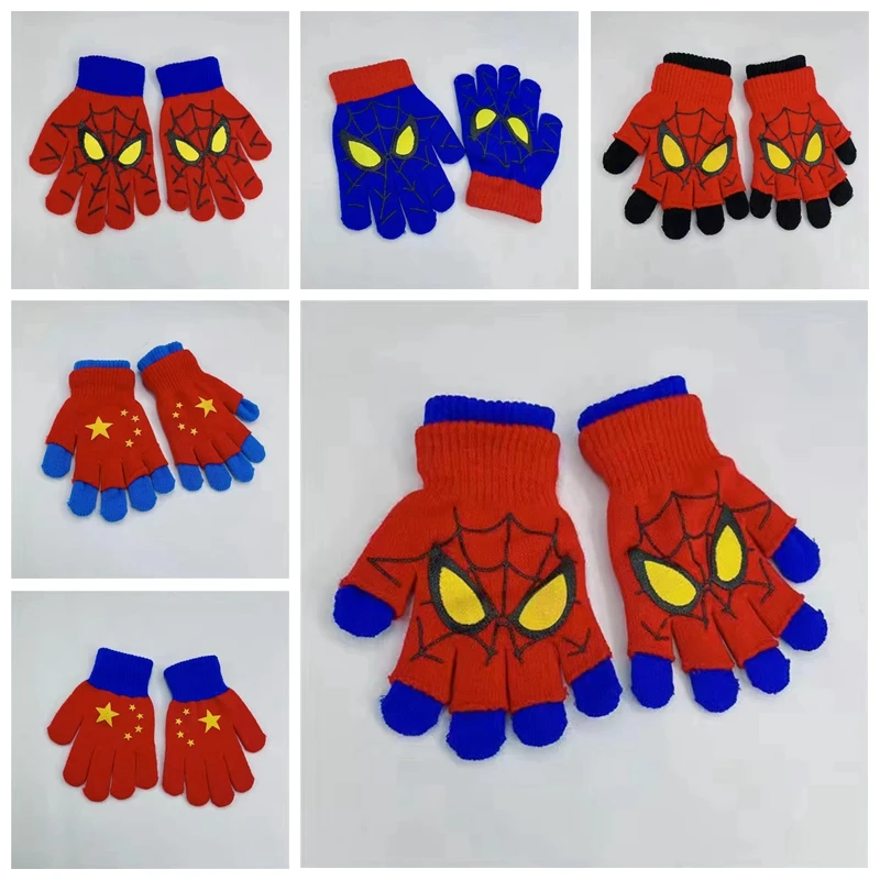 

Baby Boy Girl Gloves Cartoon Marvel Spiderman Spring Autumn Winter Children Keep Warm Cold-proof Gloves Kids Full Finger Mittens