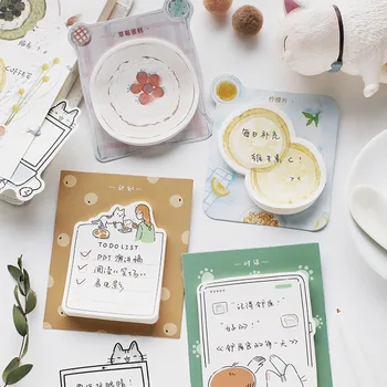 

30 Pages/pad Kawaii Cat dessert fruit Daily Memo Pad Planner Sticky Note Paper Sticker Stationery Office Supplies