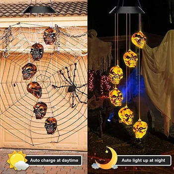

Halloween Decorations Outdoor Lights Solar Powered Ghost/Pumpkin/Skull Wind Chime Lights Waterproof Solar Light BDF99