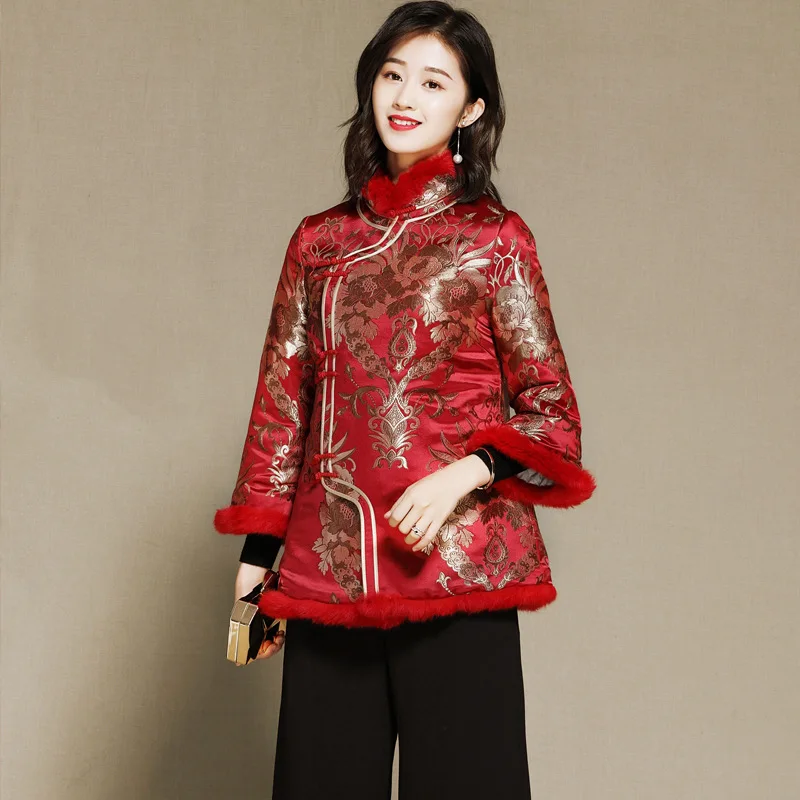 Red winter Women's jacket Traditional 