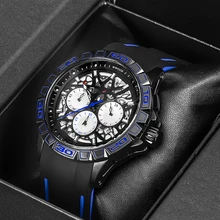 WWOOR Reloj de pulsera deportivo para hombre, cronógrafo de cuarzo, resistente al agua, de lujo, con espejo Hardlex