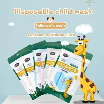 

Children Disposable Mouth Mask Non-woven 3 Layer Filter Mask 10-100pcs Panda Cherry Printed Kids Baby Pink Blue White Face Masks