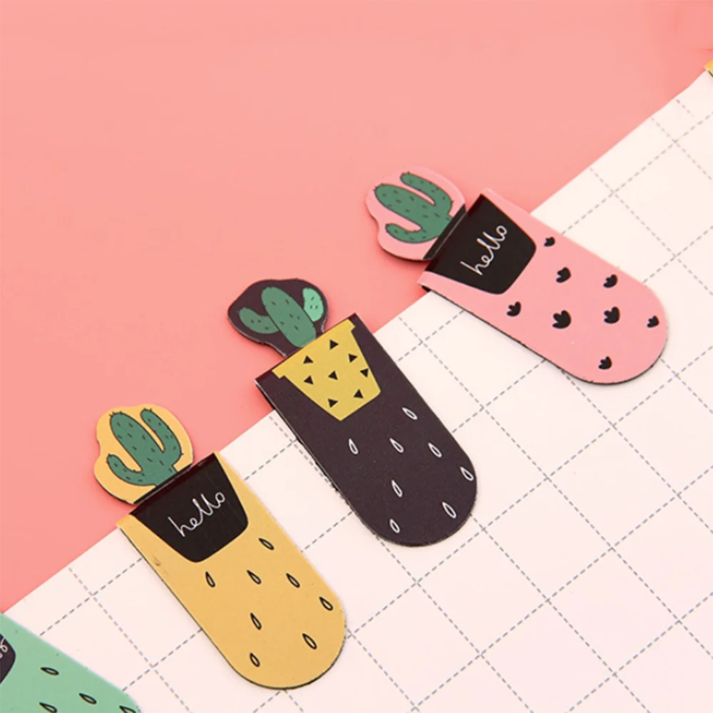 3 шт. Новинка кактус магнитные закладки Kawaii бумажные разделители книжные Маркеры