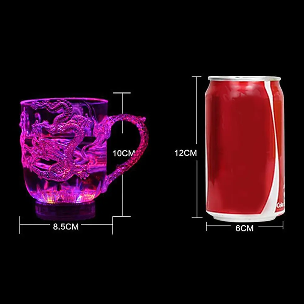 Cup LED Flash Magic Color Changing Dragon Water Activated Light-Up Beer Coffee Milk Tea Wine Whisky Bar Mug Travel Gift 1pc glass cup coffee cup beer mug