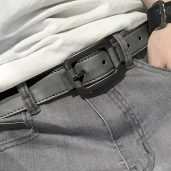 

Adjustable Men Alloy Casual Pin Buckle Women Trousers Retro Pants Slim Waistband PU Leather Jeans Fashion Belts Rectangle