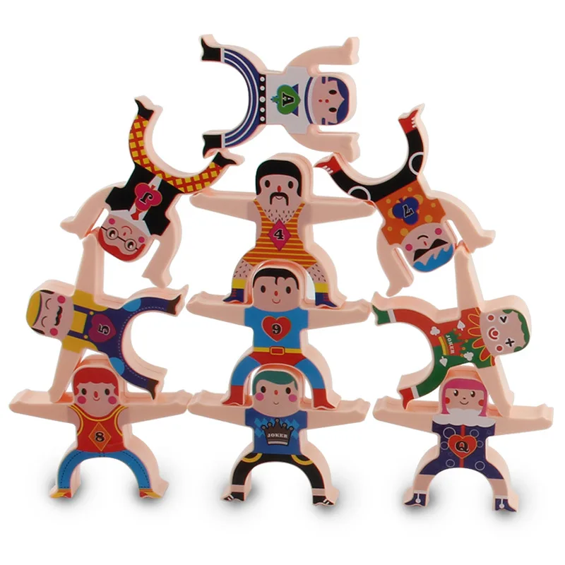 Bloques de construcción multijugador de dibujos animados de Hercules, juguete interactivo para apilar bloques de plástico de equilibrio alto, 8/16 Uds.
