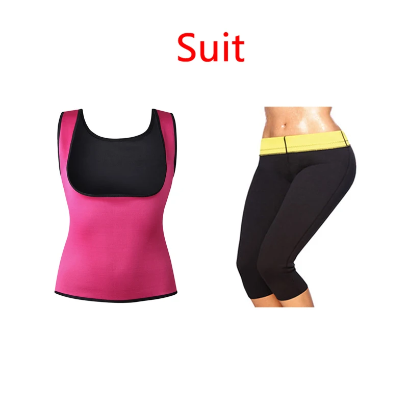 Спортивный костюм для фитнеса, костюм для тренировок, тренировочный костюм без рукавов, неопреновый костюм для похудения, Женский S-6XL - Цвет: Rose Suit