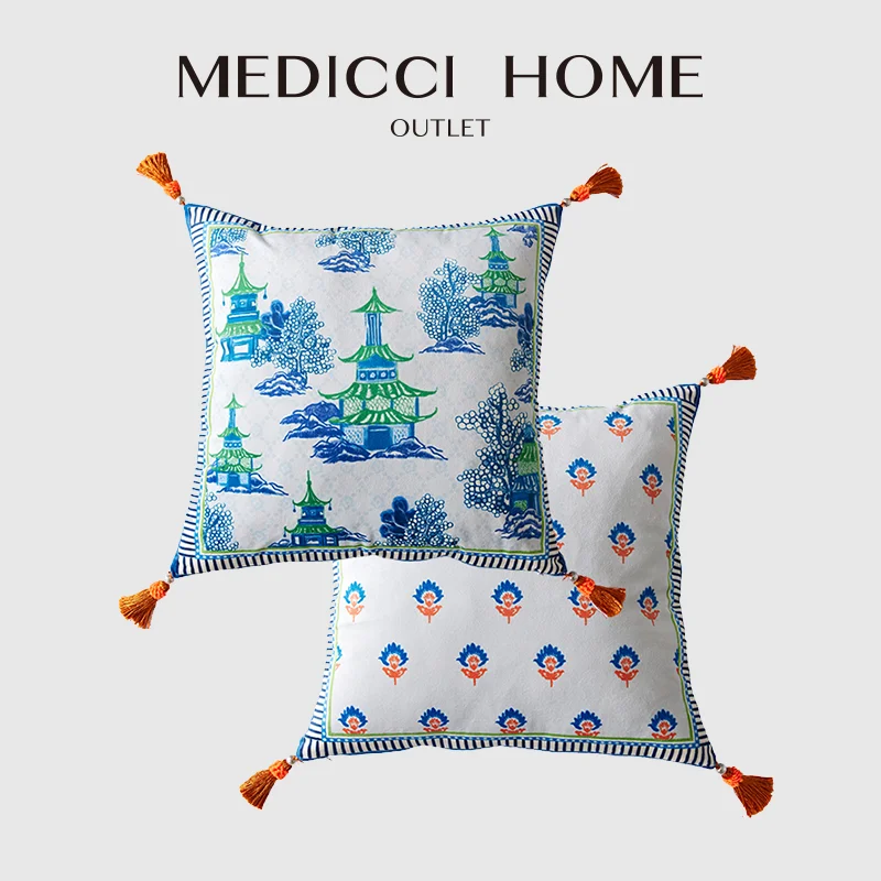 

Medicci домашний декоративный Бархатный Чехол для подушки наволочка с рисунком во дворе сцены китайский Восточный диван наволочка для диванной подушки шикарный Роскошный чехол