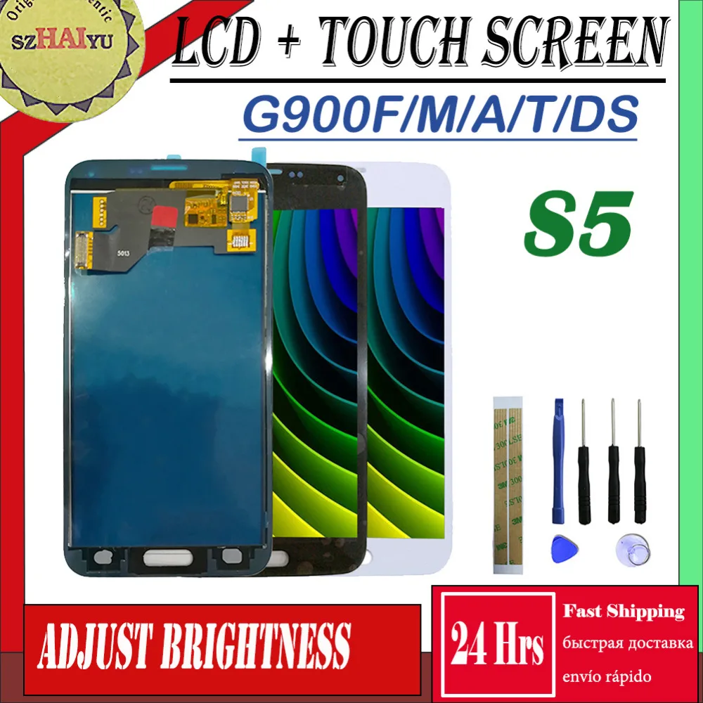 

SM-G900F/A/M/T/V/DS For Samsung Galaxy S5 LCD Display + Touch Screen GT-i9600 G900 G900F G900M G900P Screen Adjust Brightness