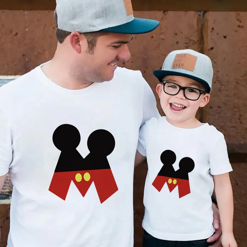 aunt and niece matching outfits Lovely T Shirts For Family Summer Tees Tops Streetwear Fashion Mickey Mouse Disney Print Harajuku Tshirts Family Matching Look family xmas outfits