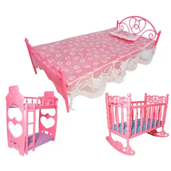 

Doll Princess Bed Toys Furniture Accessories Bed Bedroom House Exquisite Toy Bedding Three-piece Set