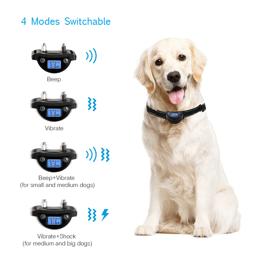 

Dog Anti Bark Collar Anti Bark Training System Reflective Strap Electric Shock Collar for Pet Training Product Water Resistant