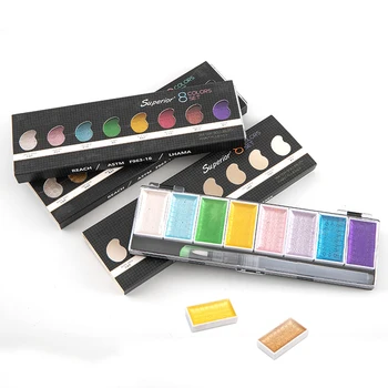 

5/8Portable Metallic Solid Watercolor Paint Set Paint Watercolor Brush For Professional Artist Painting Watercolors Art Supplies