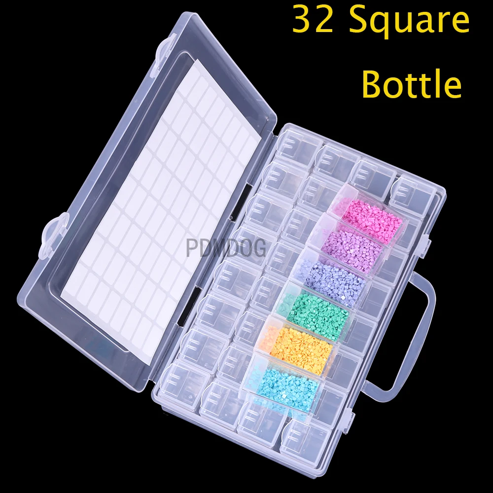 

32/60 бутылок, искусственный прозрачный контейнер, чехол, коробка для хранения с алмазной вышивкой и бусинами, практичный Органайзер, инструменты