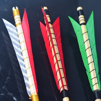 

12pcs Hunting Archery Wooden Arrows Bolts Crossbow Handmade 80cm Wooden Arrows Turkey Feathers