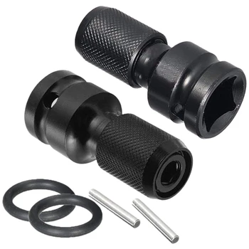 

2 Pack 1/2 Square Drive to 1/4 Hex Shank Socket Adapter Quick Release Chuck Converter for Impact Ratchet Wrench