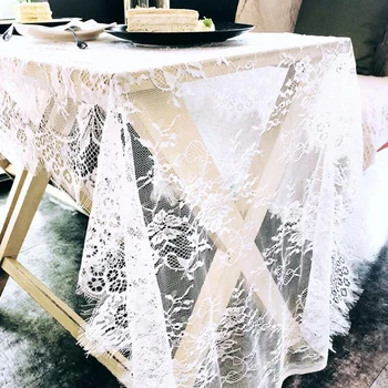 

White Hollow Lace Tablecloth European Style White Theme Festival Party Wedding Home Lace Decoration Tablecloth