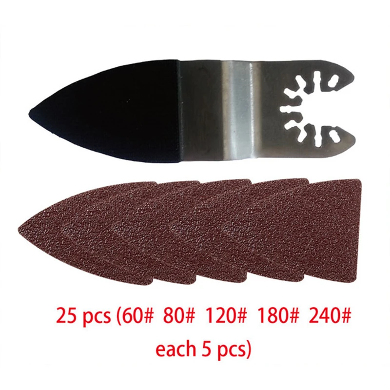 25pcs Triangular Hook and Loop Triangle Sandpaper 81mm Oscillating
