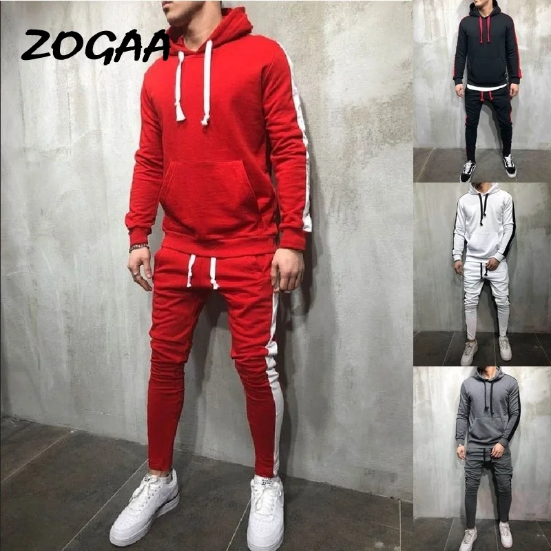 

ZOGAA 2020 Men's Casual Hoodies Sets Fashion Color Block Tracksuit for Men Sweatsuit Male Outfit Sportswear Jogger Set Hot Sale