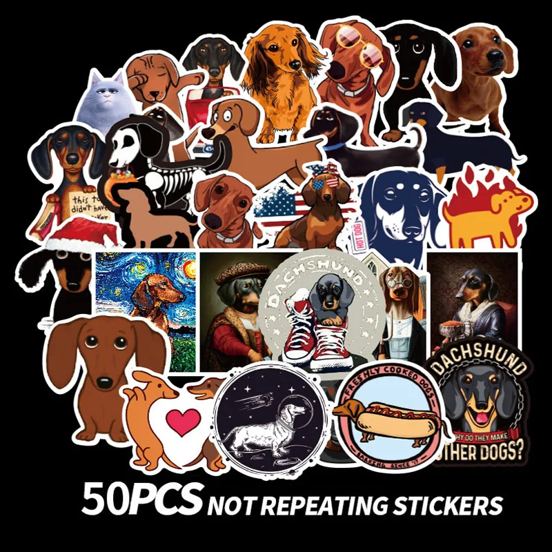 

TD ZW 50Pcs Animal Stickers Cartoon Waterproof Cute Graffiti Stickers for Luggage Notebook Laptop Guitar Decals Hot Dog Sticker