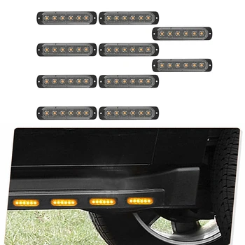 

10x Amber 6LED Emergency Car Side Marker Grille Flash Strobe LED Hazard Lights