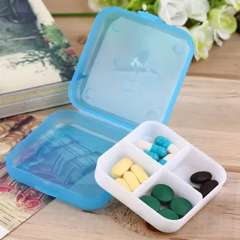 

1pc Portable 4 Grids Pill Box Drug Tablet Medicine Storage Holder Splitter Case Storage Organizer Container Case