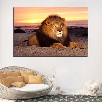 

Canvas Paintings For Living Room Home Decor HD Prints 1 Piece/Pcs Animal Lion Pictures King Of Beasts Poster Wall Art Framework