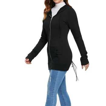 

Coat womens sweatshirt худи hoodies толстовки Leisure Bandage Long Sleeve Casual Blouse Lace Up Back Zip Up Hoodie Sweatshirt h4