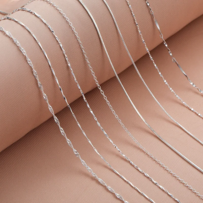 Genuino 100% plata esterlina 925 collares de joyería de lujo collares para mujer accesorios de moda Cadena de collar ajustable